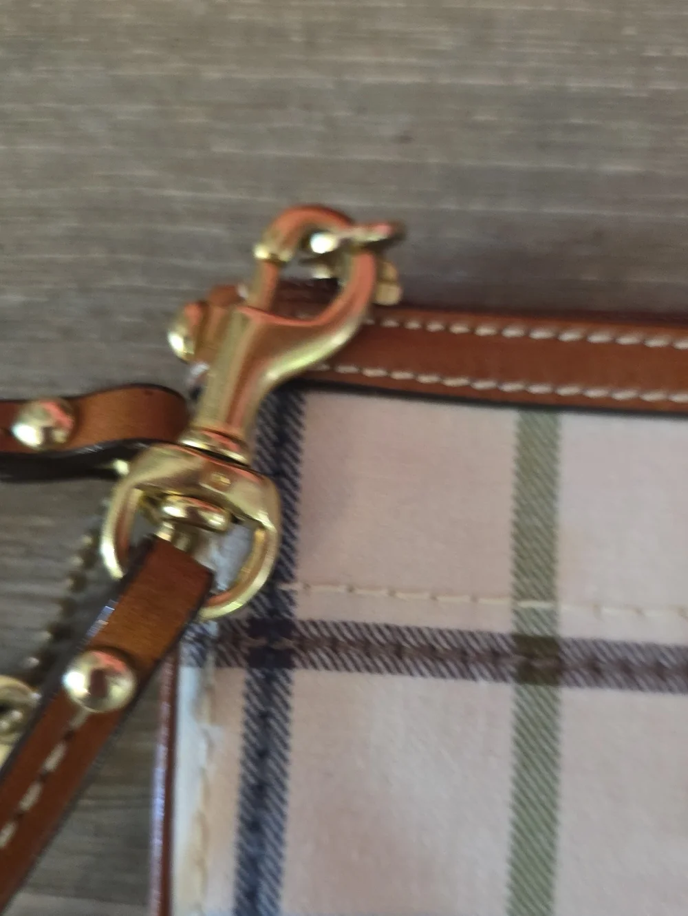Coach Tattersall Heritage Linen Wristlet